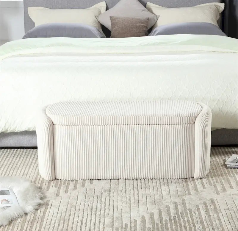 Storage Ottoman,Bedroom End Bench,Upholstered Fabric Storage Ottoman