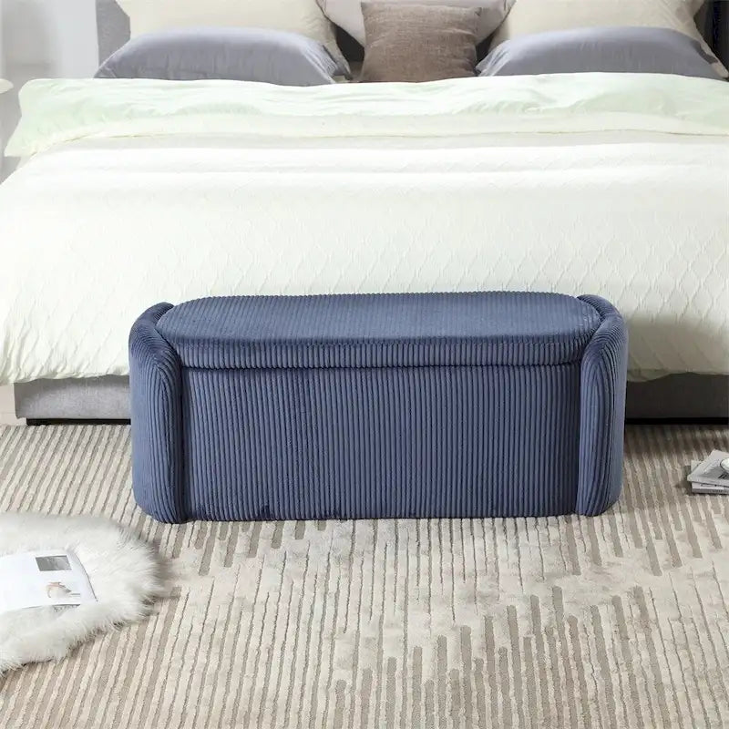 Gepolsterte Stoff-Sitzbank mit Stauraum für das Schlafzimmer, das Fußende des Bettes oder den Eingangsbereich