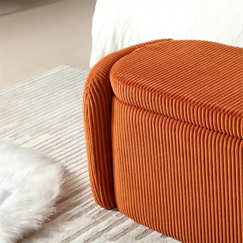 Gepolsterte Stoff-Sitzbank mit Stauraum für das Schlafzimmer, das Fußende des Bettes oder den Eingangsbereich