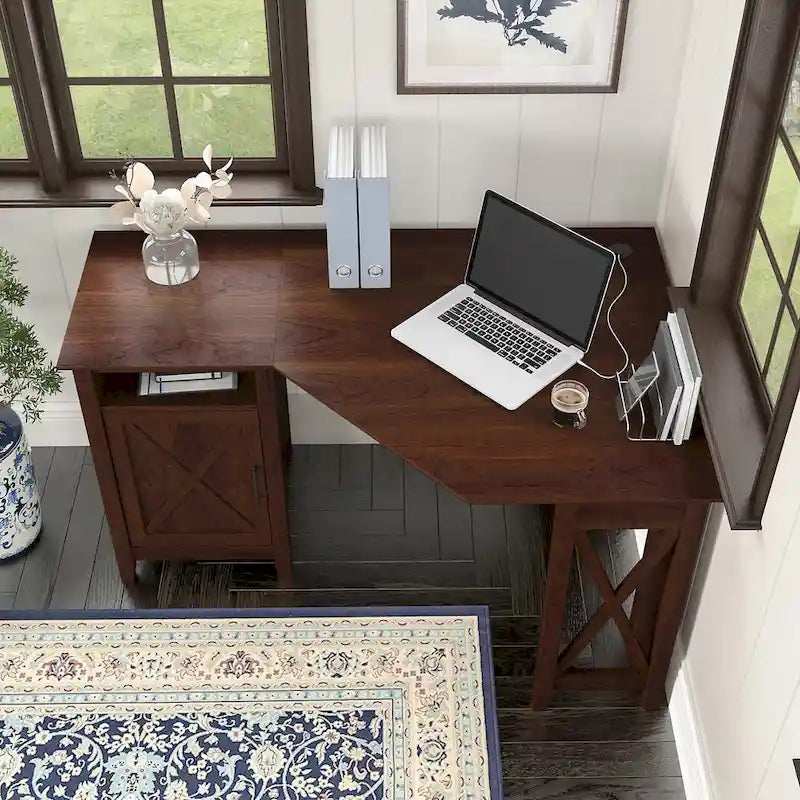 Eckschreibtisch für Computer, 54 Zoll breit, mit Ablageflächen für das Homeoffice