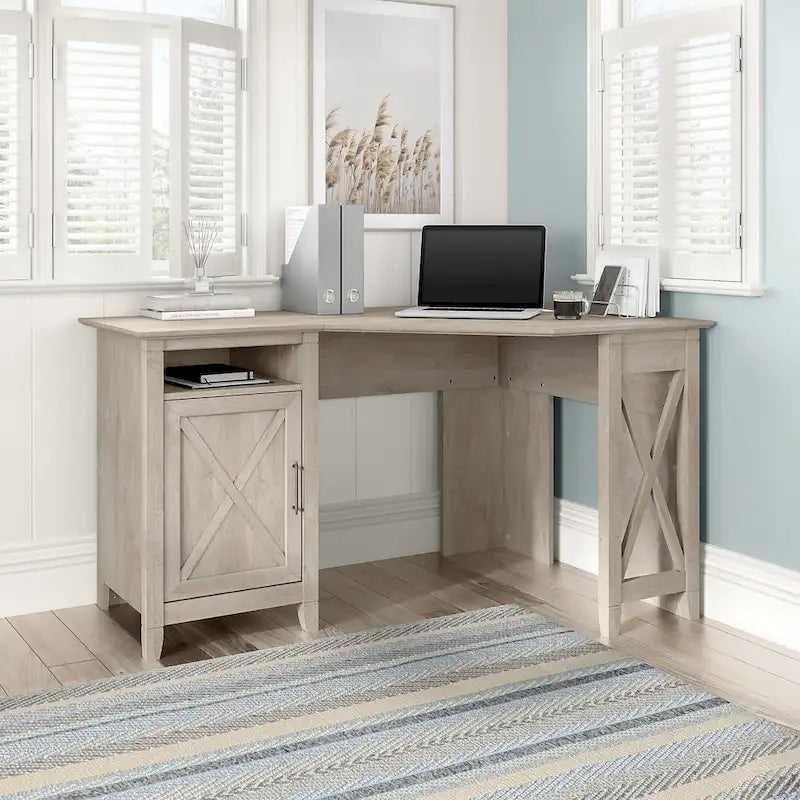 Eckschreibtisch für Computer, 54 Zoll breit, mit Ablageflächen für das Homeoffice