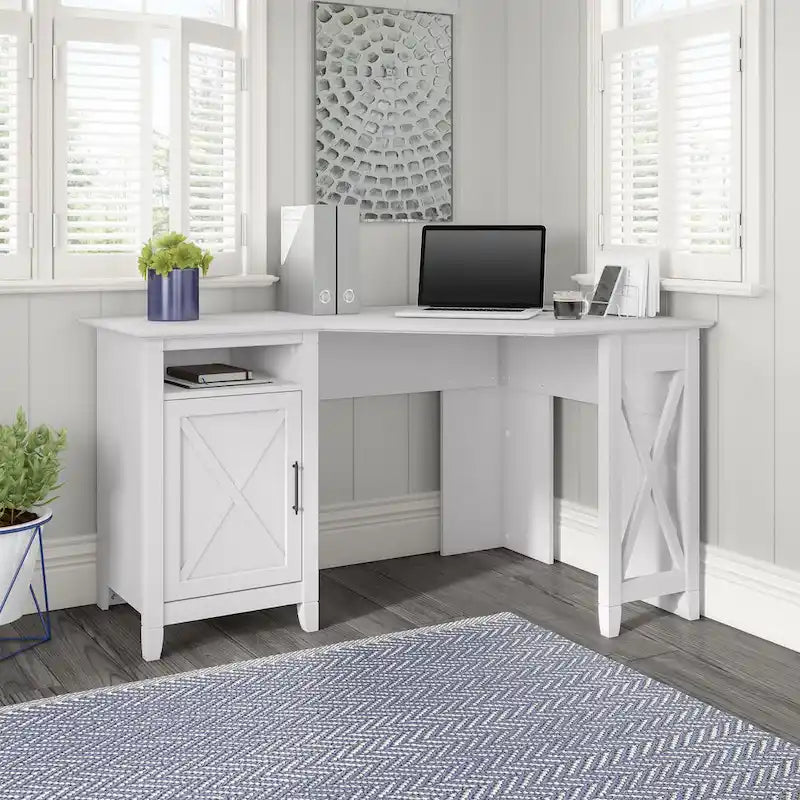 Eckschreibtisch für Computer, 54 Zoll breit, mit Ablageflächen für das Homeoffice