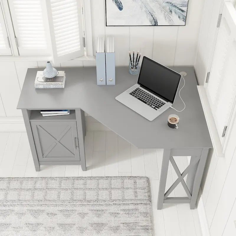 Eckschreibtisch für Computer, 54 Zoll breit, mit Ablageflächen für das Homeoffice