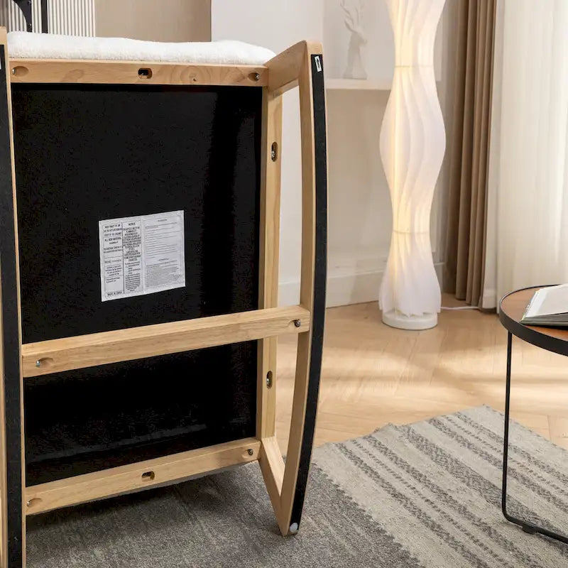 Gepolsterter Schaukelstuhl aus Teddy-Stoff mit Massivholzgestell fürs Wohnzimmer oder Kinderzimmer