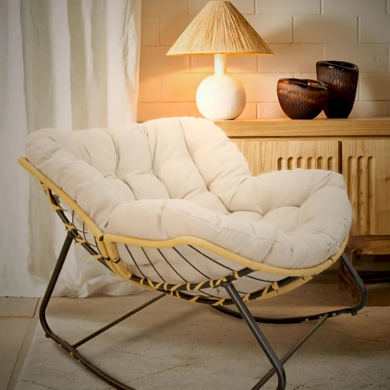 Egg Rocking Chair with Rattan Design