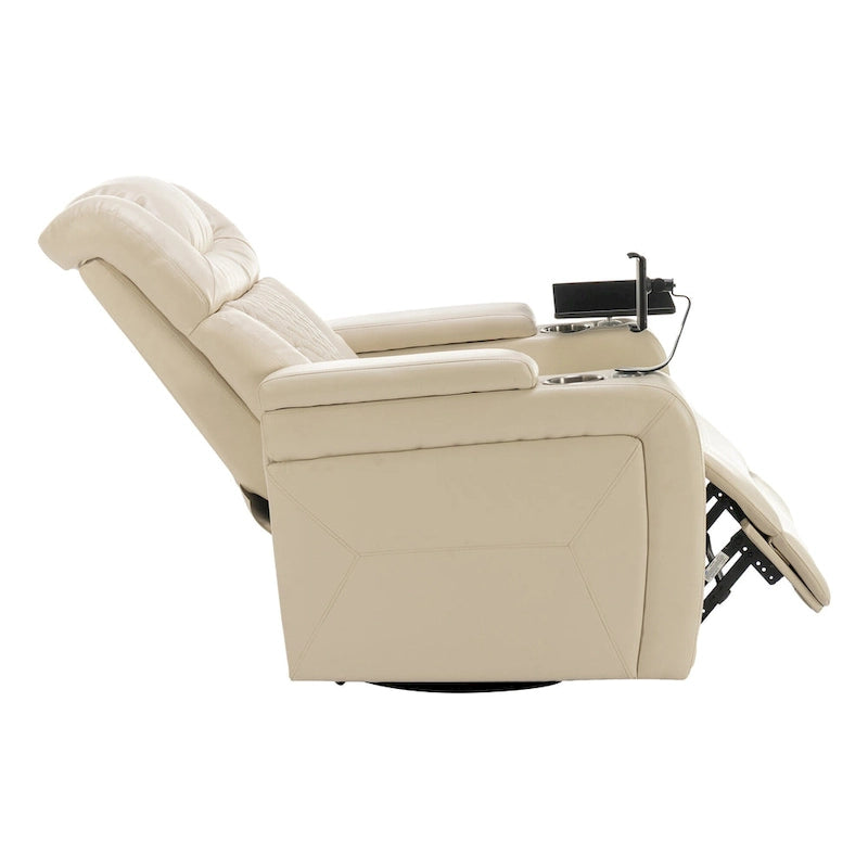 Drehbarer elektrischer Relaxsessel aus PU-Leder mit Telefonhalter, Getränkehalter und USB-Anschluss, 270, für das Heimkino im Wohnzimmer