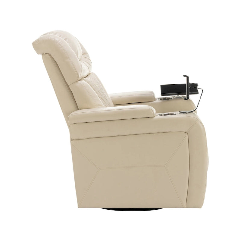 Drehbarer elektrischer Relaxsessel aus PU-Leder mit Telefonhalter, Getränkehalter und USB-Anschluss, 270, für das Heimkino im Wohnzimmer