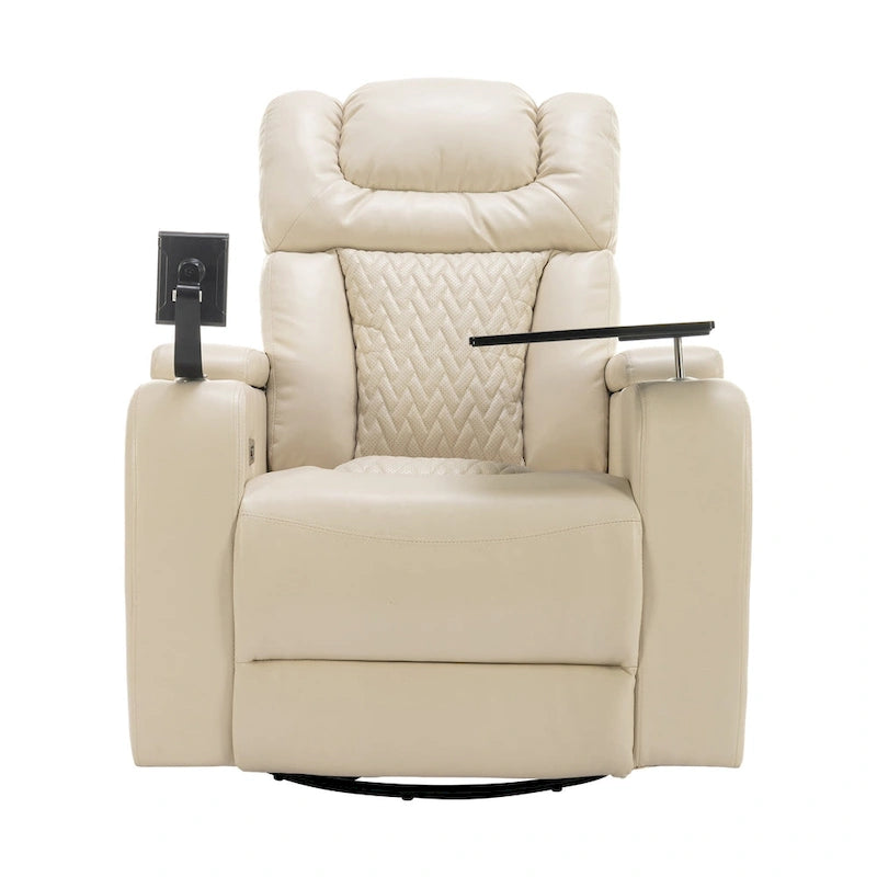 Drehbarer elektrischer Relaxsessel aus PU-Leder mit Telefonhalter, Getränkehalter und USB-Anschluss, 270, für das Heimkino im Wohnzimmer