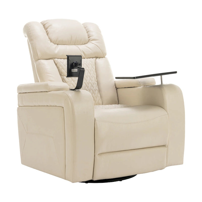 Drehbarer elektrischer Relaxsessel aus PU-Leder mit Telefonhalter, Getränkehalter und USB-Anschluss, 270, für das Heimkino im Wohnzimmer