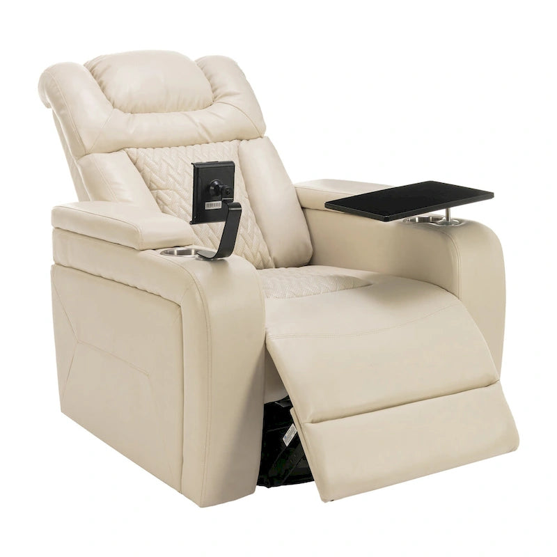 Drehbarer elektrischer Relaxsessel aus PU-Leder mit Telefonhalter, Getränkehalter und USB-Anschluss, 270, für das Heimkino im Wohnzimmer