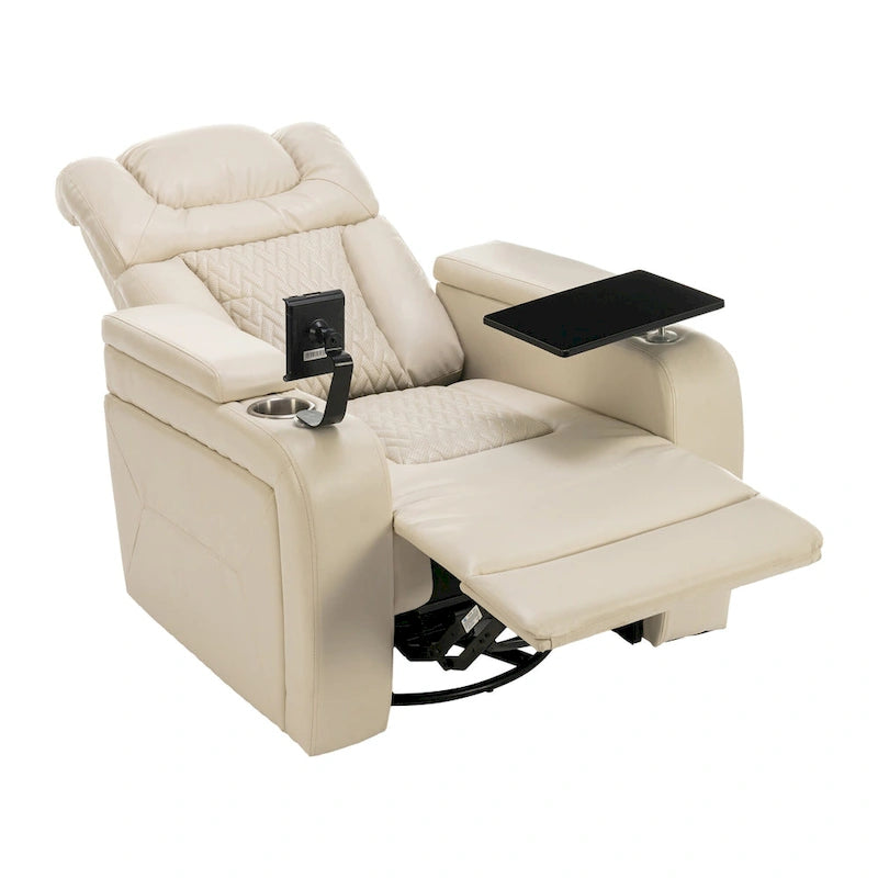 Drehbarer elektrischer Relaxsessel aus PU-Leder mit Telefonhalter, Getränkehalter und USB-Anschluss, 270, für das Heimkino im Wohnzimmer