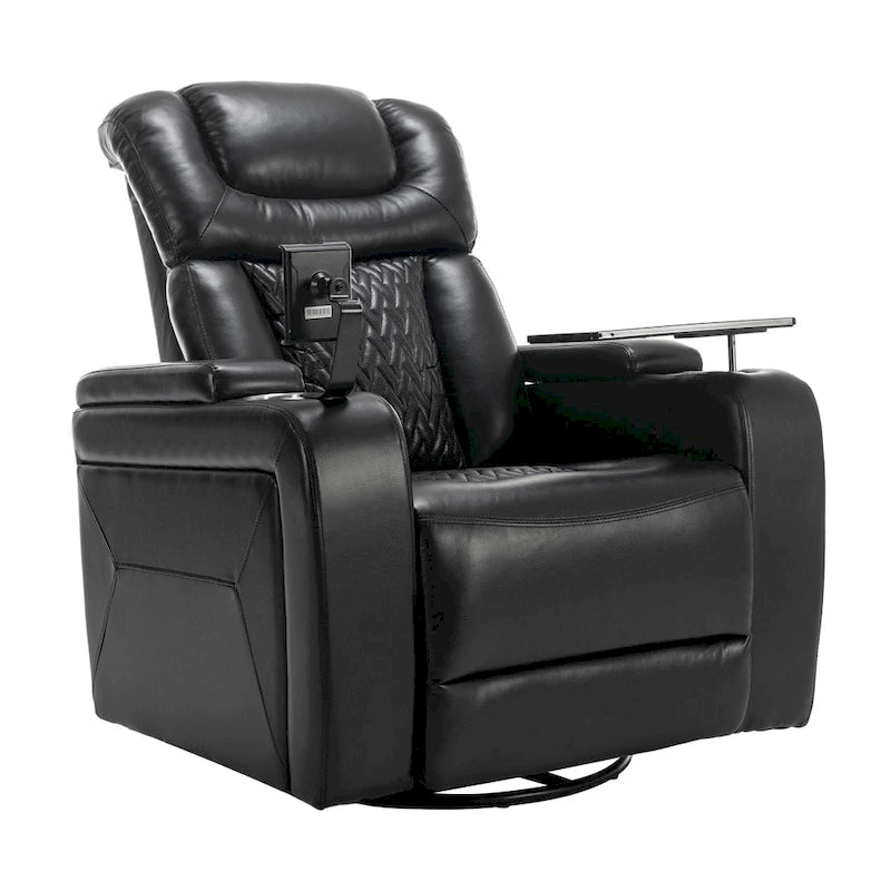 Drehbarer elektrischer Relaxsessel aus PU-Leder mit Telefonhalter, Getränkehalter und USB-Anschluss, 270, für das Heimkino im Wohnzimmer