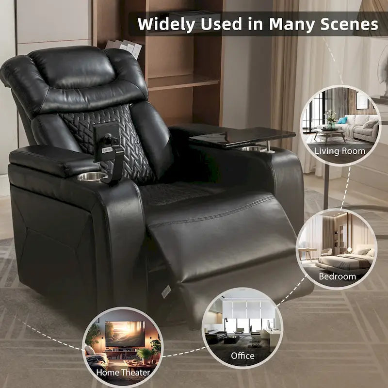 Drehbarer elektrischer Relaxsessel aus PU-Leder mit Telefonhalter, Getränkehalter und USB-Anschluss, 270, für das Heimkino im Wohnzimmer