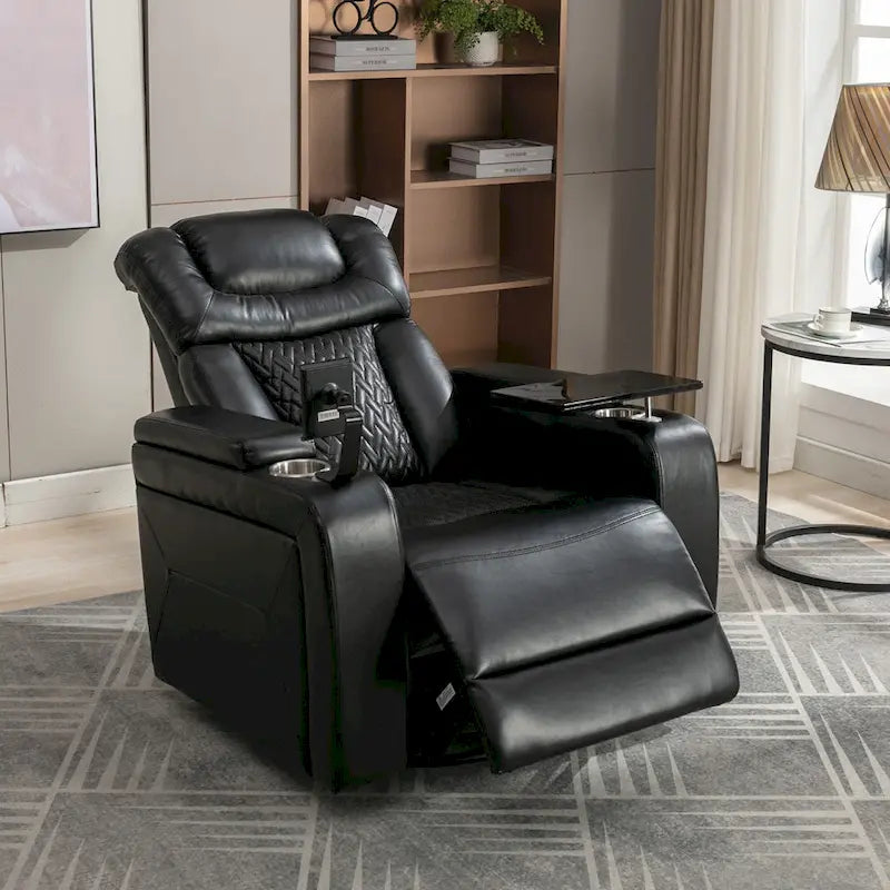 Drehbarer elektrischer Relaxsessel aus PU-Leder mit Telefonhalter, Getränkehalter und USB-Anschluss, 270, für das Heimkino im Wohnzimmer