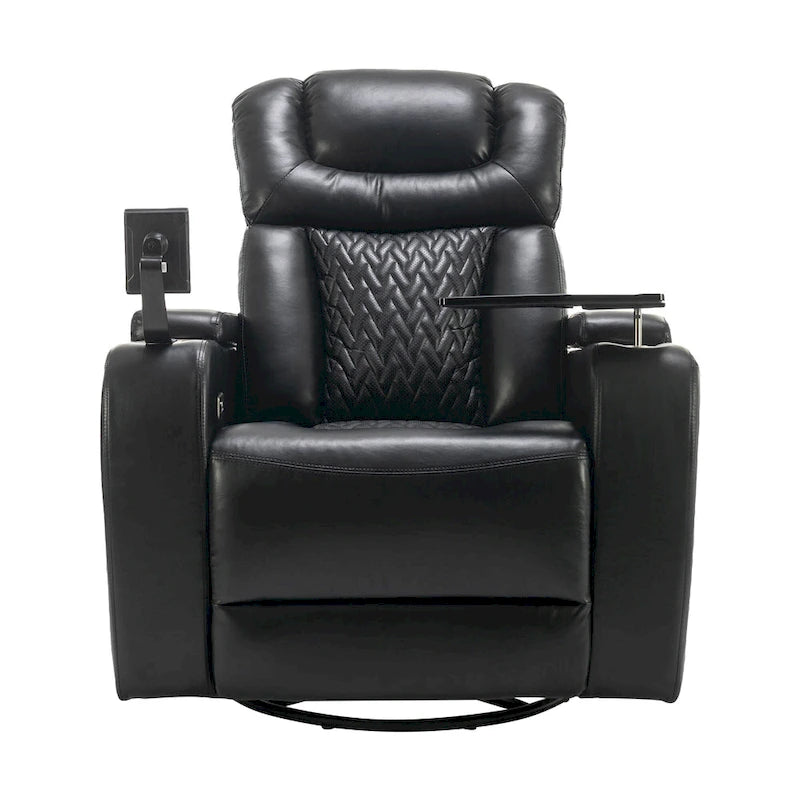 Drehbarer elektrischer Relaxsessel aus PU-Leder mit Telefonhalter, Getränkehalter und USB-Anschluss, 270, für das Heimkino im Wohnzimmer
