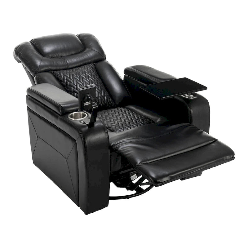 Drehbarer elektrischer Relaxsessel aus PU-Leder mit Telefonhalter, Getränkehalter und USB-Anschluss, 270, für das Heimkino im Wohnzimmer
