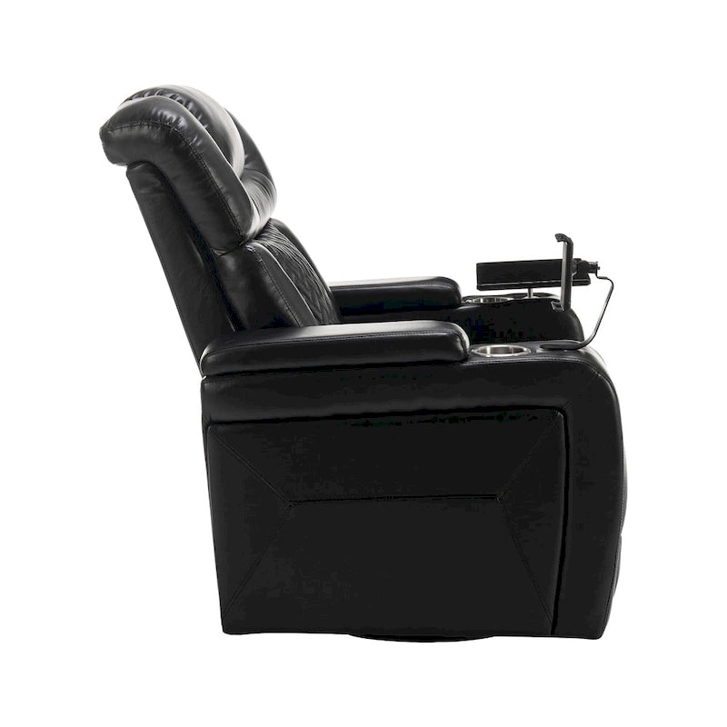 Drehbarer elektrischer Relaxsessel aus PU-Leder mit Telefonhalter, Getränkehalter und USB-Anschluss, 270, für das Heimkino im Wohnzimmer