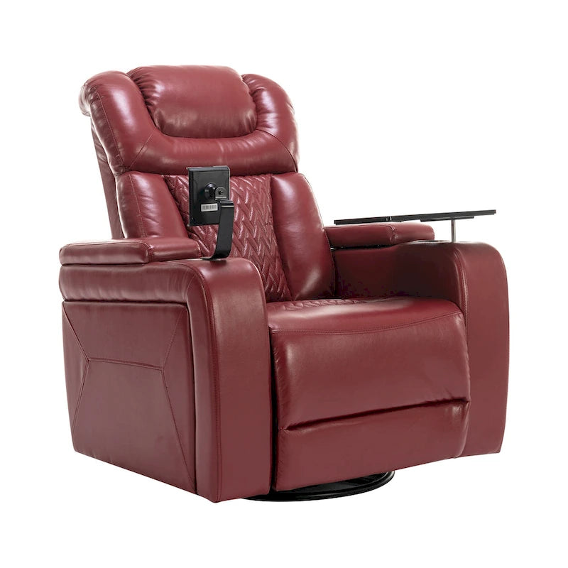 Drehbarer elektrischer Relaxsessel aus PU-Leder mit Telefonhalter, Getränkehalter und USB-Anschluss, 270, für das Heimkino im Wohnzimmer