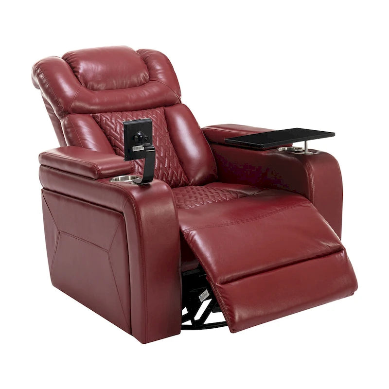 Drehbarer elektrischer Relaxsessel aus PU-Leder mit Telefonhalter, Getränkehalter und USB-Anschluss, 270, für das Heimkino im Wohnzimmer