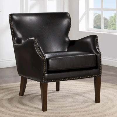 Douglas Faux Leather High Leg Slope Arm Accent Chair by Greyson Living
