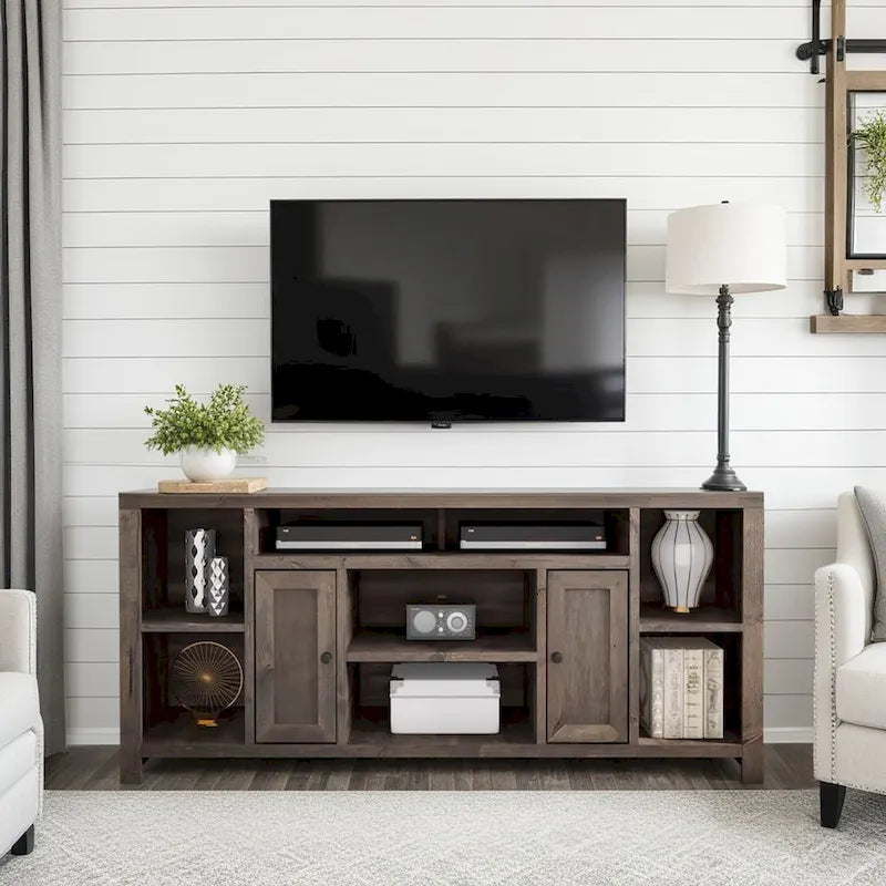 Tv-meubelconsole van 74 inch met schuurhouten afwerking voor tv's tot 85 inch