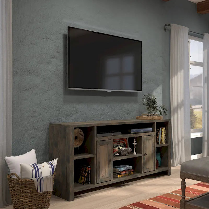 Tv-meubelconsole van 74 inch met schuurhouten afwerking voor tv's tot 85 inch