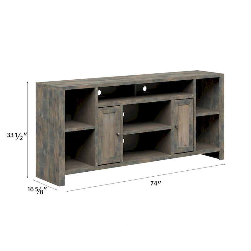 Tv-meubelconsole van 74 inch met schuurhouten afwerking voor tv's tot 85 inch