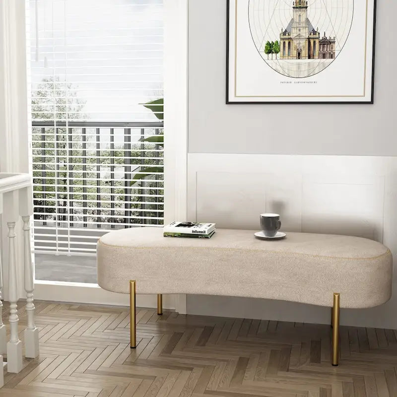 Bench,Modern Ottoman Bench Bed Bench Entryway Bench with Gold Legs for Living Room