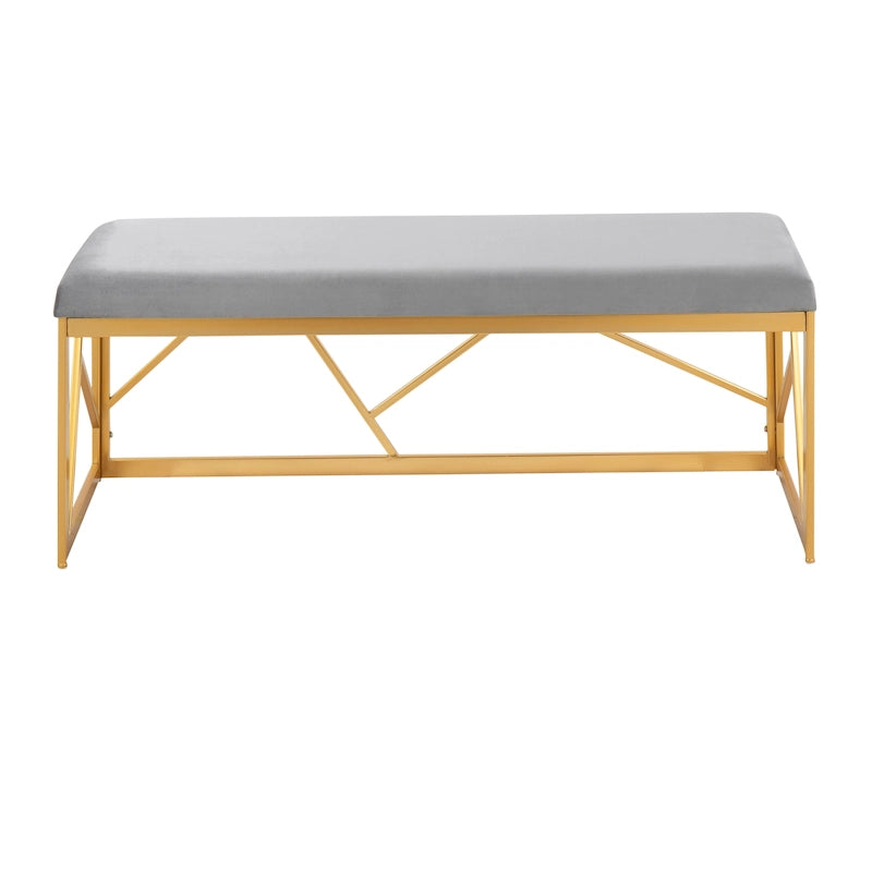 Banc rembourré glamour en métal, structure dorée