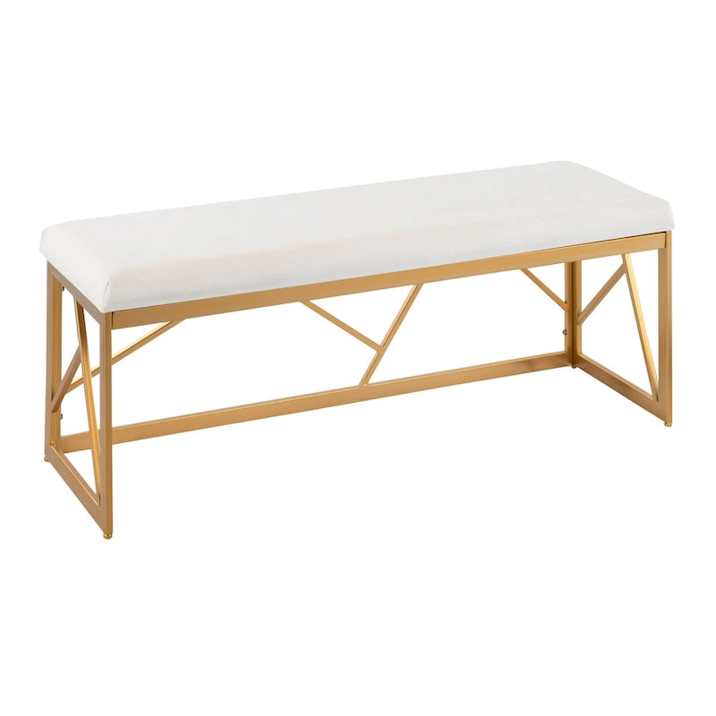 Banc rembourré glamour en métal, structure dorée