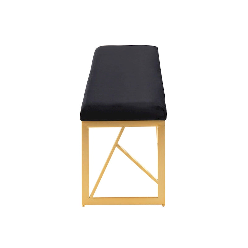 Banc rembourré glamour en métal, structure dorée