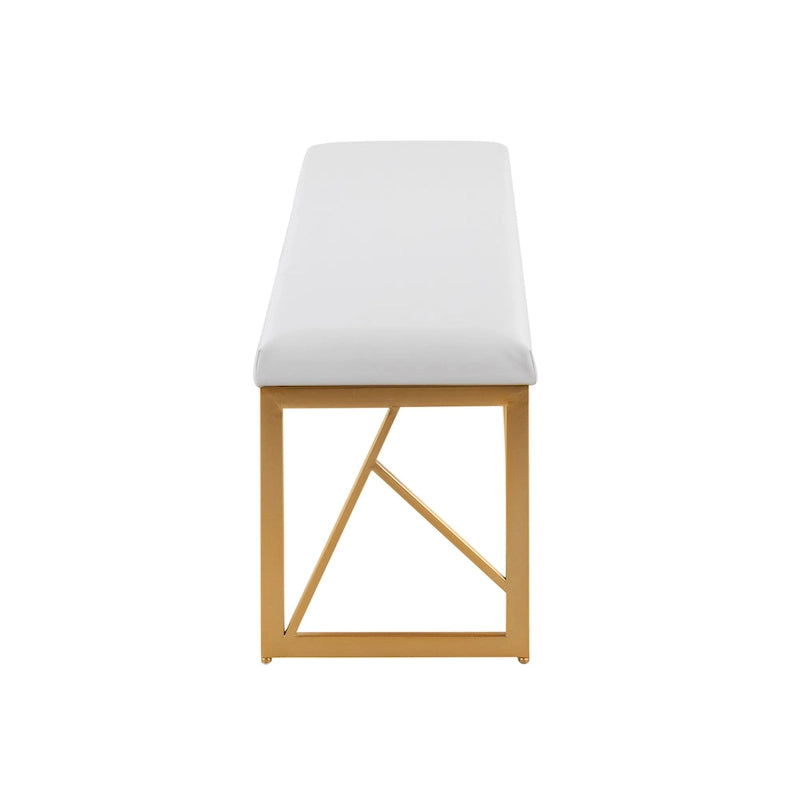 Banc rembourré glamour en métal, structure dorée