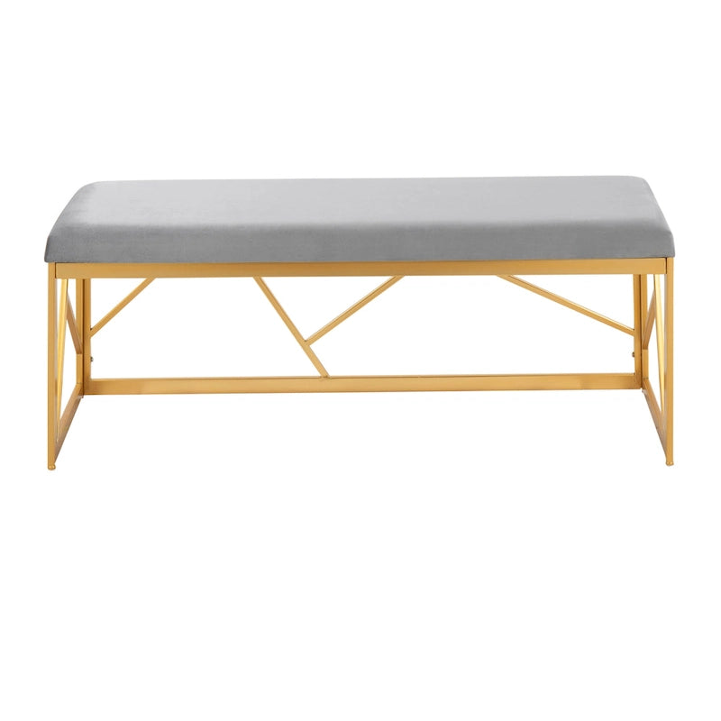 Banc rembourré glamour en métal, structure dorée