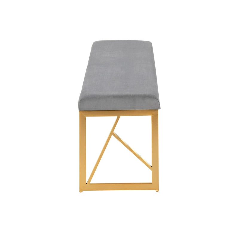 Banc rembourré glamour en métal, structure dorée