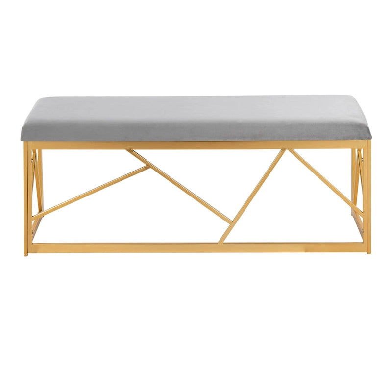 Banc rembourré glamour en métal, structure dorée
