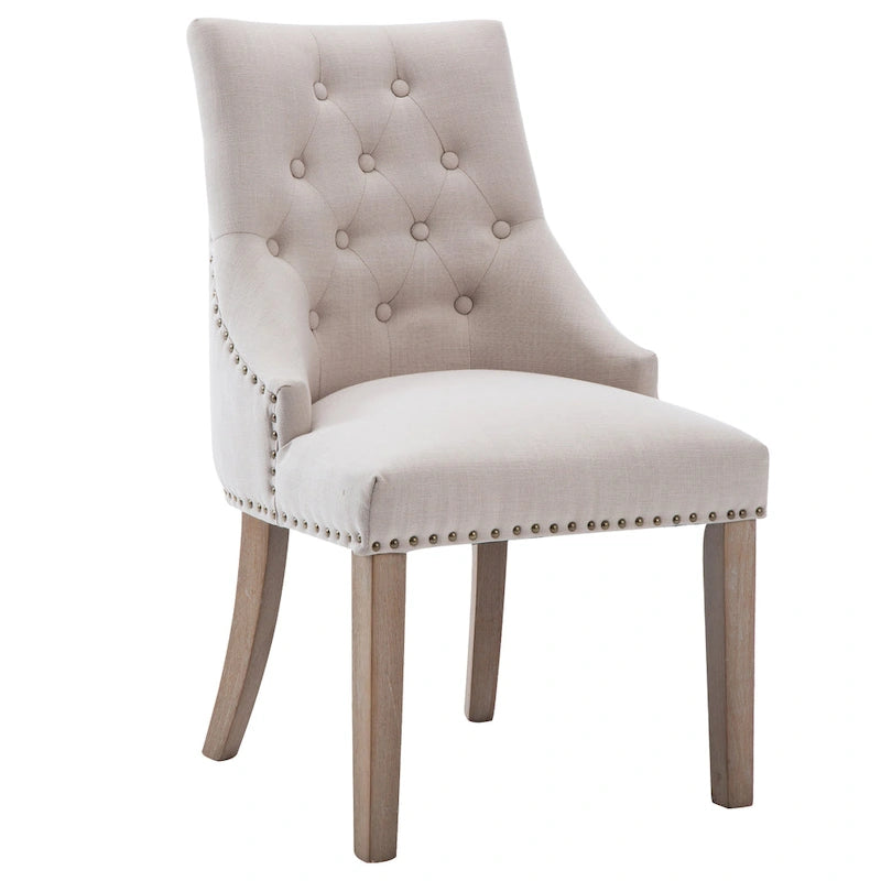 Mid-century Modern Dining chairs Button Tufted Accent Chairs with Nailhead Trim Set of 2