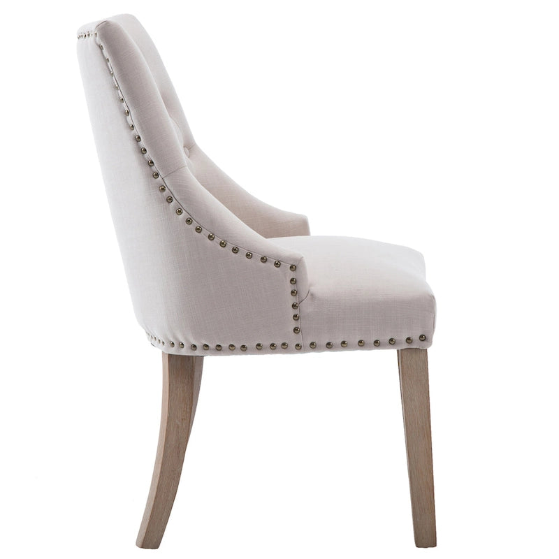 Mid-century Modern Dining chairs Button Tufted Accent Chairs with Nailhead Trim Set of 2