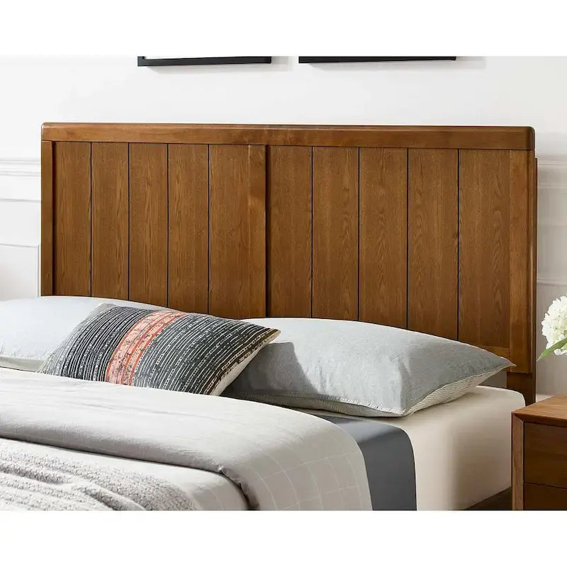 Widman Country Style King Size Walnut Wooden Headboard