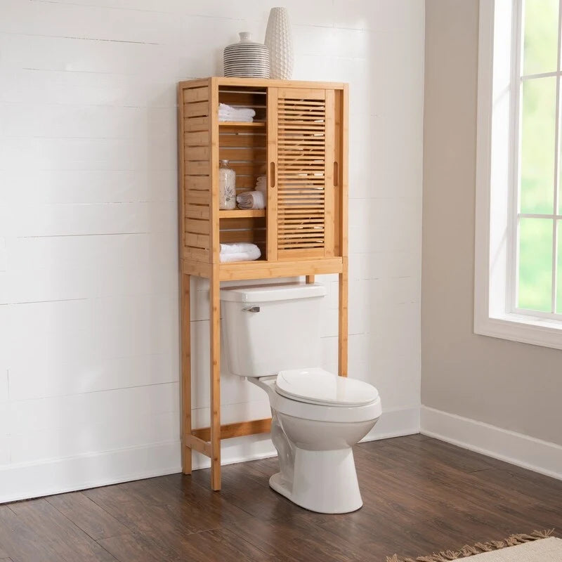 Bamboo Space Saver Hutch with Sliding Doors