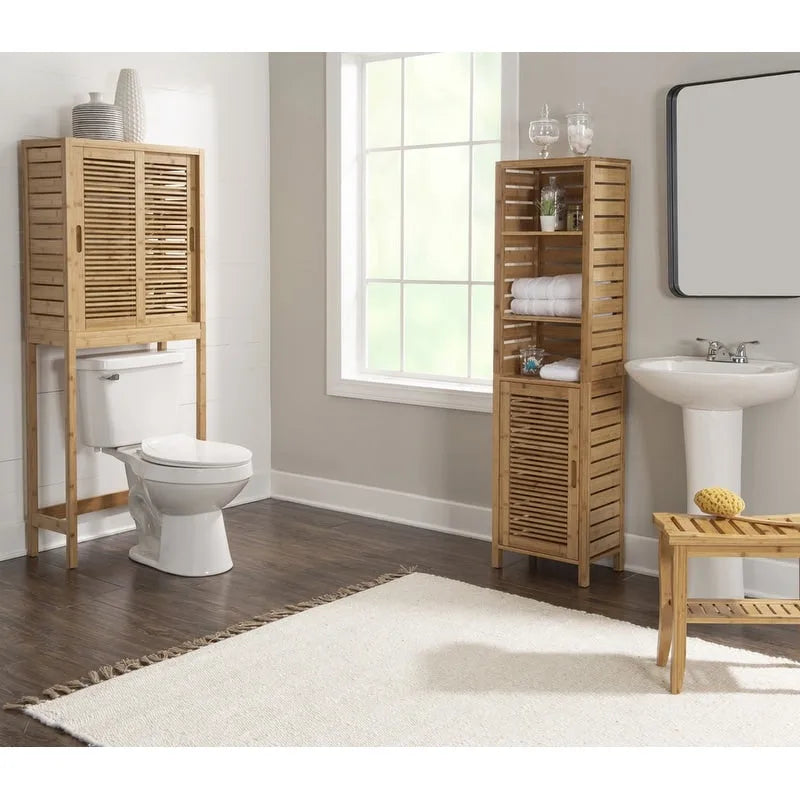 Bamboo Space Saver Hutch with Sliding Doors
