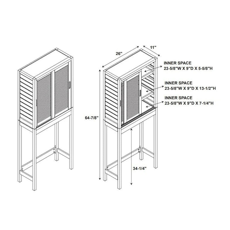Bamboo Space Saver Hutch with Sliding Doors