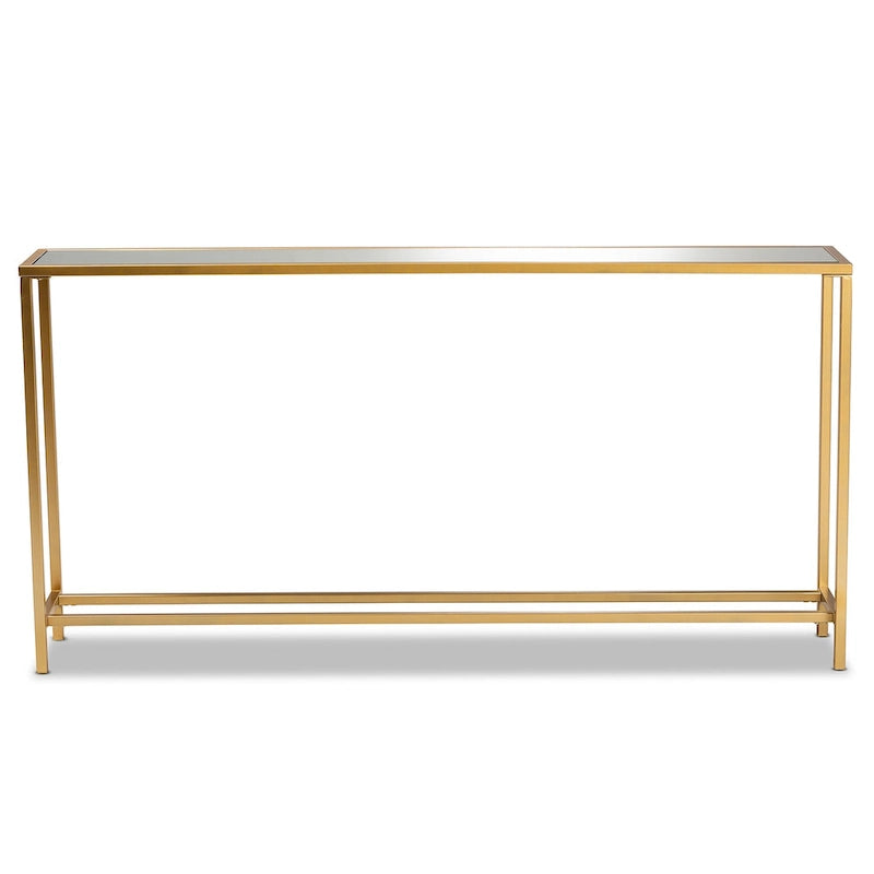 Konsolentisch aus Metall mit Goldfinish und Spiegelglas