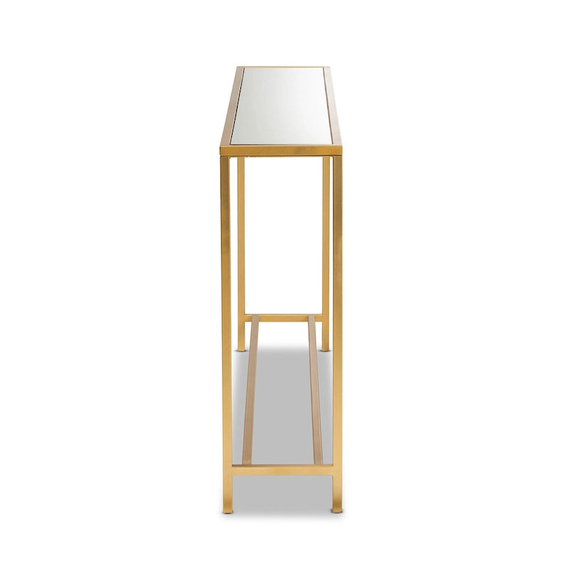 Konsolentisch aus Metall mit Goldfinish und Spiegelglas