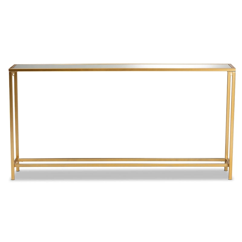 Konsolentisch aus Metall mit Goldfinish und Spiegelglas