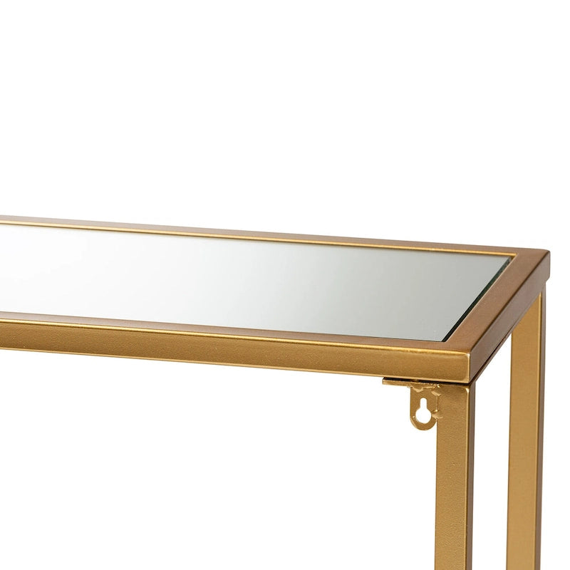 Konsolentisch aus Metall mit Goldfinish und Spiegelglas