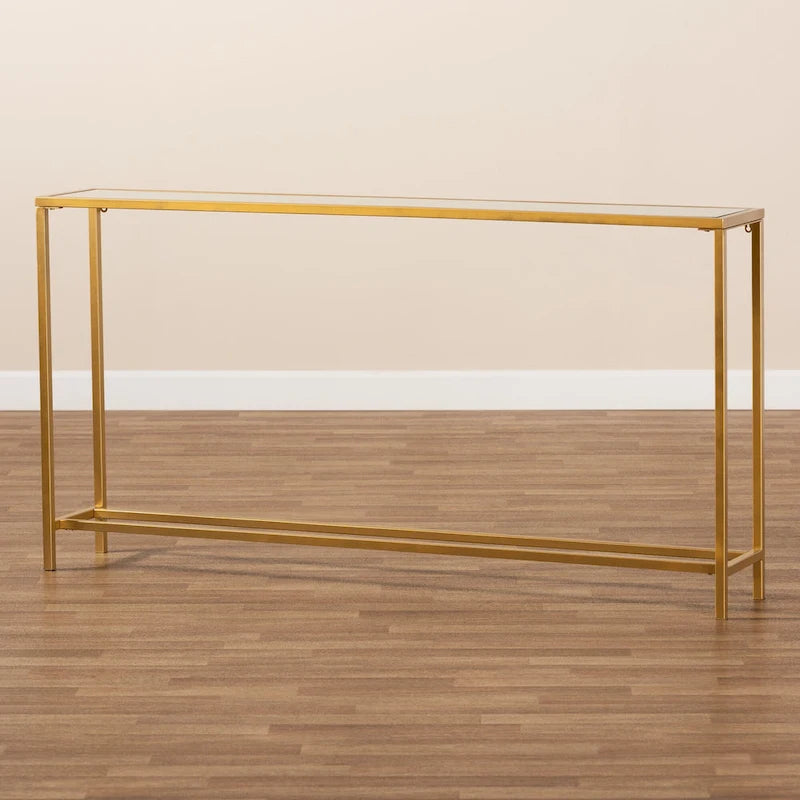 Konsolentisch aus Metall mit Goldfinish und Spiegelglas