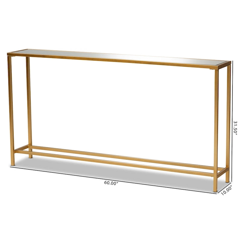 Konsolentisch aus Metall mit Goldfinish und Spiegelglas
