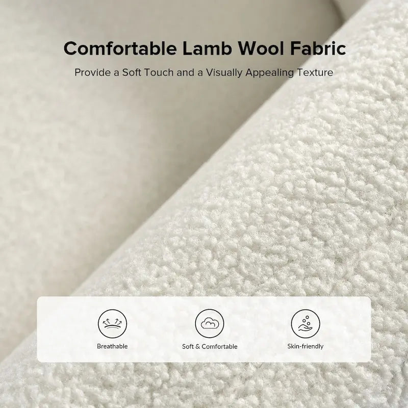 Bouclé Teddy-accentstoel van 35 inch met bekleding en poten van massief hout