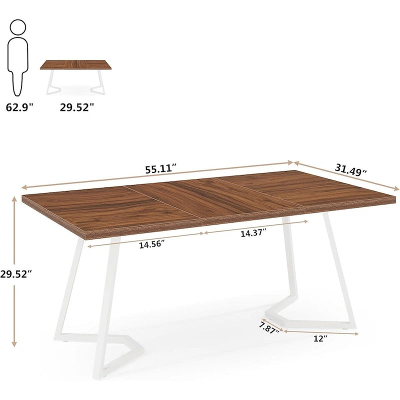 Computerbureau van 55 inch, kantoortafel met metalen poten voor thuiskantoor