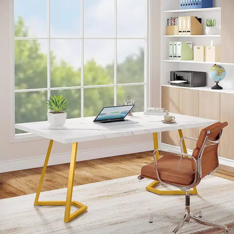 Computerbureau van 55 inch, kantoortafel met metalen poten voor thuiskantoor